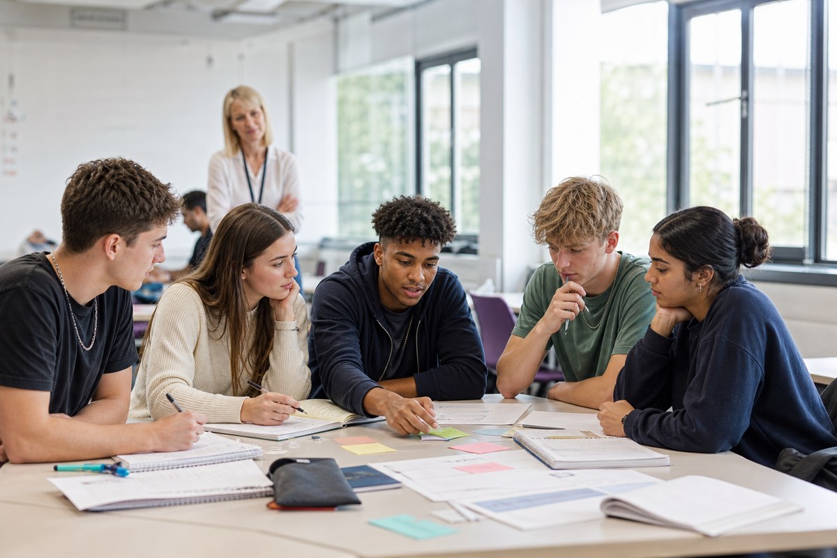 Post-16 students developing metacognition and independent learning skills in a further education classroom